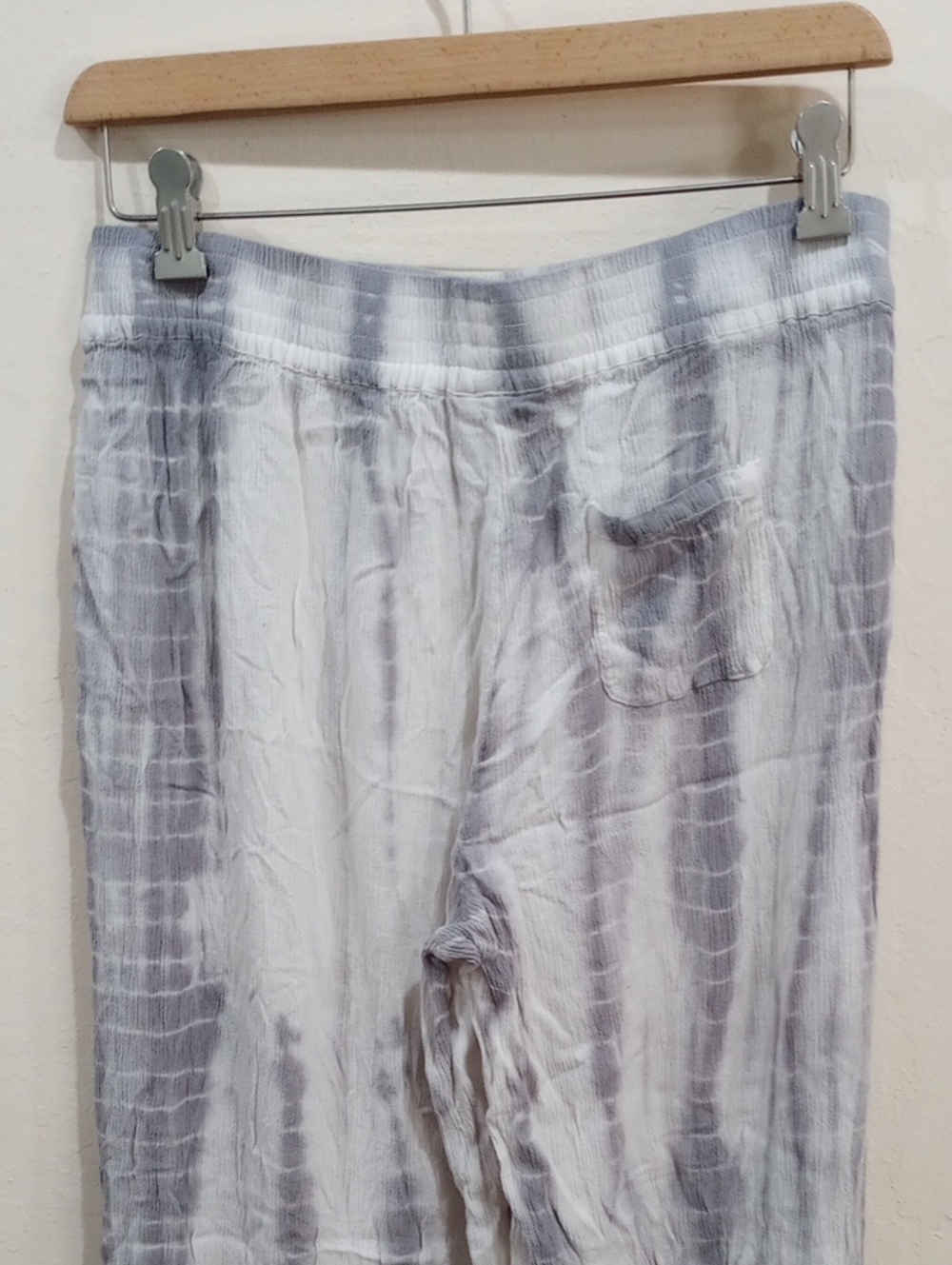 Anthropologie Mermaid Beachcomber Wide Leg Tie Dye  Gray And White Pants, Size M - Picture 8 of 16